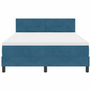 LED Box Spring Bed med madras Mørk blå 140 x 190 cm Fløjl