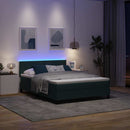 LED Box Spring Bed med madras Mørkegrøn 140 x 200 cm Fløjl