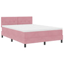 LED Box Spring Bed med madras Lyserød 140 x 200 cm Fløjl