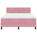 LED Box Spring Bed med madras Lyserød 140 x 200 cm Fløjl