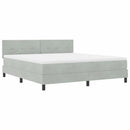LED Box Spring Bed med madras Lysegrå 180 x 200 cm Fløjl