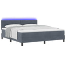 LED Box Spring Bed med madras Mørkegrå 180 x 200 cm Fløjl
