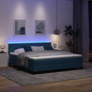 LED Box Spring Bed med madras Mørk blå 180 x 200 cm Fløjl