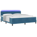 LED Box Spring Bed med madras Mørk blå 180 x 200 cm Fløjl