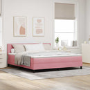 LED Box Spring Bed med madras Lyserød 180 x 200 cm Fløjl