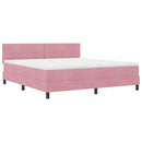 LED Box Spring Bed med madras Lyserød 180 x 200 cm Fløjl