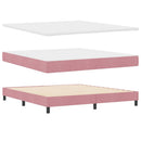 LED Box Spring Bed med madras Lyserød 180 x 200 cm Fløjl