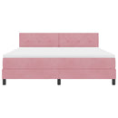 LED Box Spring Bed med madras Lyserød 180 x 200 cm Fløjl