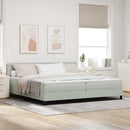 LED Box Spring Bed med madras Lysegrå 200 x 200 cm Fløjl