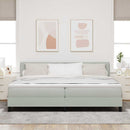 LED Box Spring Bed med madras Lysegrå 200 x 200 cm Fløjl
