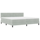 LED Box Spring Bed med madras Lysegrå 200 x 200 cm Fløjl