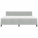LED Box Spring Bed med madras Lysegrå 200 x 200 cm Fløjl