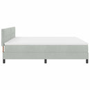 LED Box Spring Bed med madras Lysegrå 200 x 200 cm Fløjl