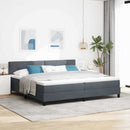 LED Box Spring Bed med madras Mørkegrå 200 x 200 cm Fløjl