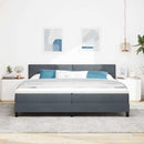 LED Box Spring Bed med madras Mørkegrå 200 x 200 cm Fløjl