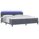 LED Box Spring Bed med madras Mørkegrå 200 x 200 cm Fløjl