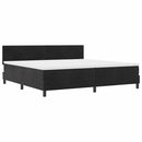 LED Box Spring Bed med madras med LED Sort 200 x 200 cm Fløjl