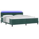 LED Box Spring Bed med madras Mørkegrøn 200 x 200 cm Fløjl