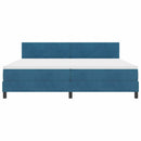 LED Box Spring Bed med madras Mørk blå 200 x 200 cm Fløjl