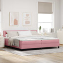 LED Box Spring Bed med madras Lyserød 200 x 200 cm Fløjl