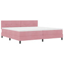 LED Box Spring Bed med madras Lyserød 200 x 200 cm Fløjl