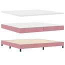 LED Box Spring Bed med madras Lyserød 200 x 200 cm Fløjl