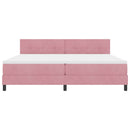 LED Box Spring Bed med madras Lyserød 200 x 200 cm Fløjl