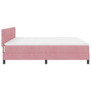LED Box Spring Bed med madras Lyserød 200 x 200 cm Fløjl