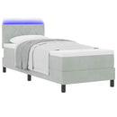LED Box Spring Bed med madras med LED Lysegrå 80 x 200 cm Fløjl