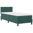 LED Box Spring Bed med madras Mørkegrøn 80 x 200 cm Fløjl