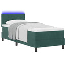 LED Box Spring Bed med madras Mørkegrøn 80 x 200 cm Fløjl
