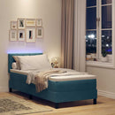 LED Box Spring Bed med madras Mørk blå 80 x 200 cm Fløjl