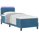 LED Box Spring Bed med madras Mørk blå 80 x 200 cm Fløjl