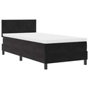 LED Box Spring Bed med madras med LED Sort 90 x 190 cm Fløjl