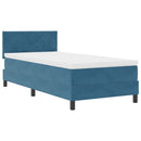 LED Box Spring Bed med madras Mørk blå 90 x 190 cm Fløjl