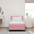 LED Box Spring Bed med hovedgærde Lyserød 90 x 190 cm Fløjl