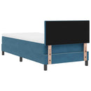 LED Box Spring Bed med madras Mørk blå 90 x 200 cm Fløjl