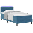 LED Box Spring Bed med madras Mørk blå 90 x 200 cm Fløjl