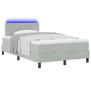 LED Box Spring Bed med madras Lysegrå 120 x 190 cm Fløjl