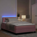 LED Box Spring Bed med madras Lyserød 120 x 190 cm Fløjl