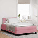 LED Box Spring Bed med madras Lyserød 120 x 200 cm Fløjl