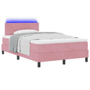 LED Box Spring Bed med madras Lyserød 120 x 200 cm Fløjl