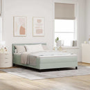 LED Box Spring Bed med madras Lysegrå 140 x 190 cm Fløjl