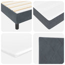 LED Box Spring Bed med hovedgærde Mørkegrå 140 x 190 cm Fløjl