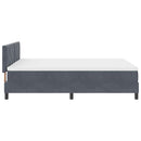 LED Box Spring Bed med hovedgærde Mørkegrå 140 x 190 cm Fløjl