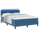 LED Box Spring Bed med hovedgærde Mørk blå 140 x 190 cm Fløjl