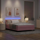LED Box Spring Bed med hovedgærde Lyserød 140 x 190 cm Fløjl