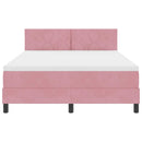 LED Box Spring Bed med hovedgærde Lyserød 140 x 200 cm Fløjl