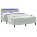 LED Box Spring Bed med hovedgærde Lysegrå 160 x 200 cm Fløjl