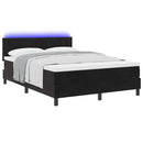 LED Box Spring Bed med LED-lysstrimler Sort 160 x 200 cm Fløjl